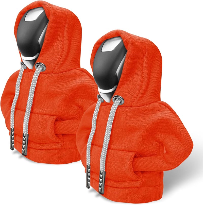 HEVLE Gear Shift Hoodie, Gear Shift Cover, Funny Car Gear Shift Cover, Automotive Interior Cute Gadgets, Automotive Interior Accessories and Decoration (Orange-2PCS) - Image 1